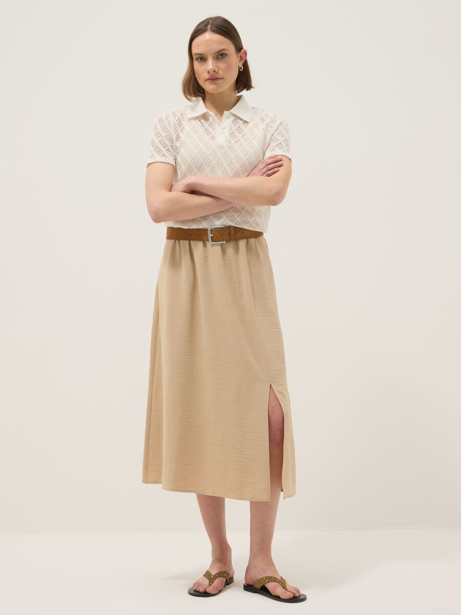 White regular fit polo with mesh texture_1