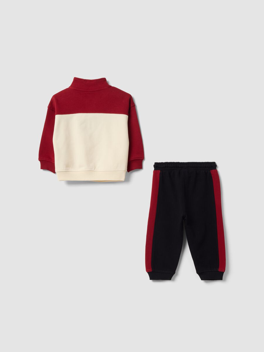 Red pure cotton set with half-zip collar for boys_1