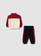 Red pure cotton set with half-zip collar for boys_1
