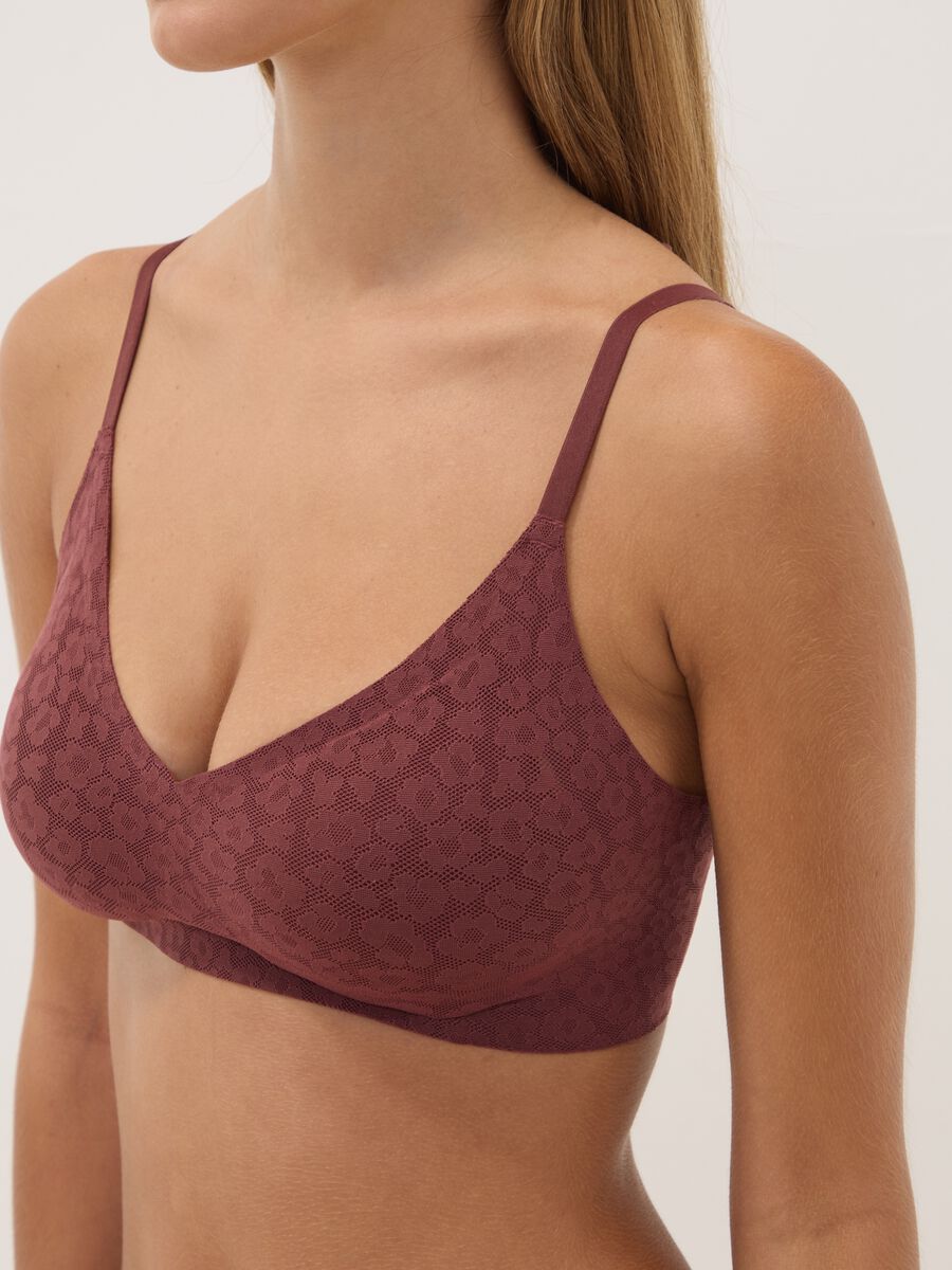 Reggiseno bralette rosso in tessuto elasticizzato con pizzo_2