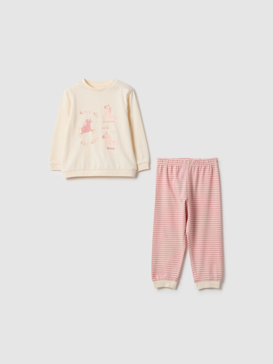 Pigiama a righe multicolor da neonata in puro cotone regular fit_0