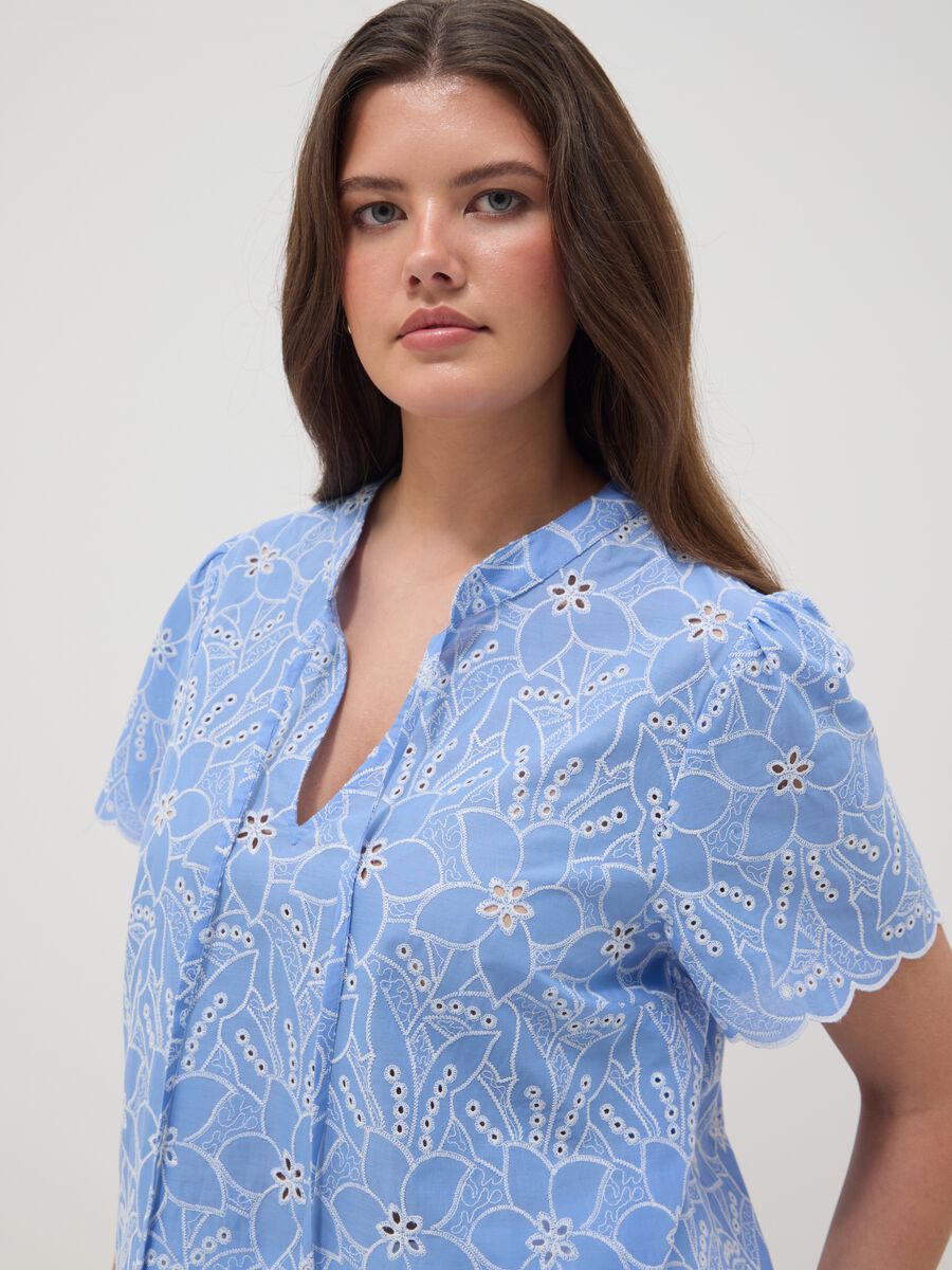 Sky-blue pure cotton broderie anglaise blouse_2