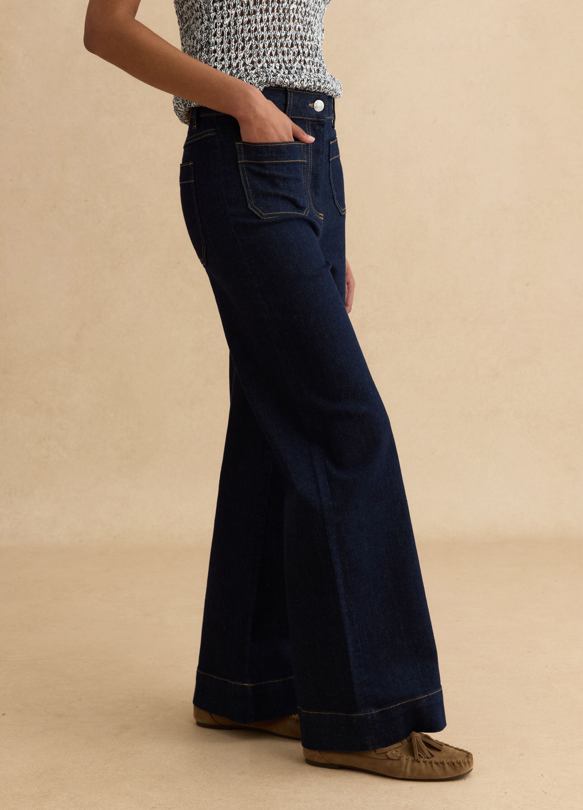 Blue Stretch Cotton Trousers Regular Fit