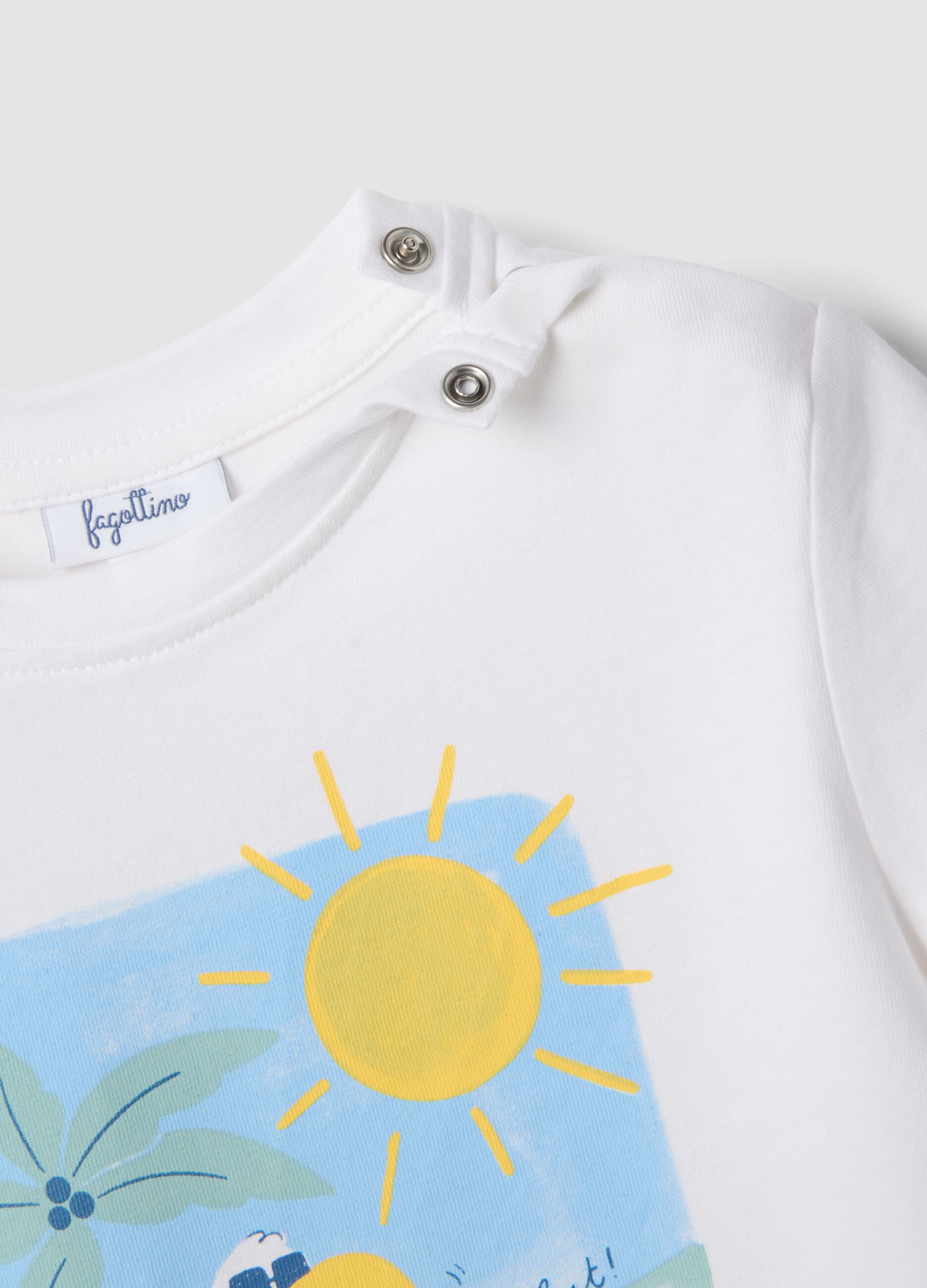 White pure cotton T-shirt for baby boy with print