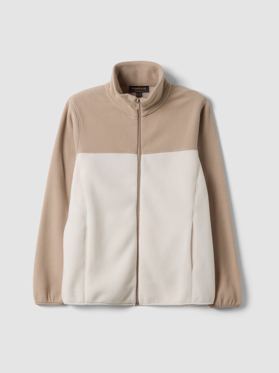 Felpa beige chiaro con zip relaxed fit_0
