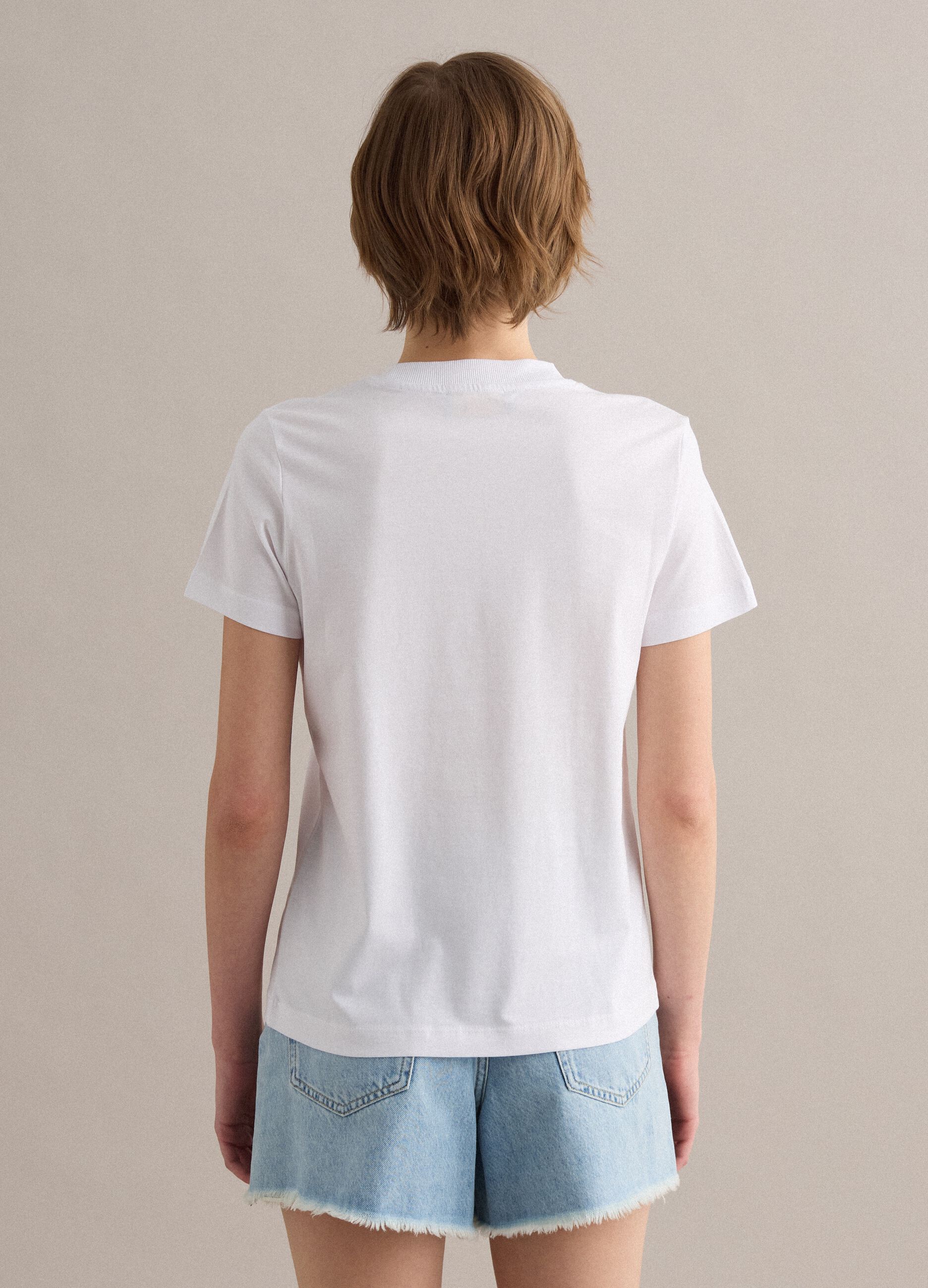 T-shirt bianca in puro cotone supima a maniche corte regular fit