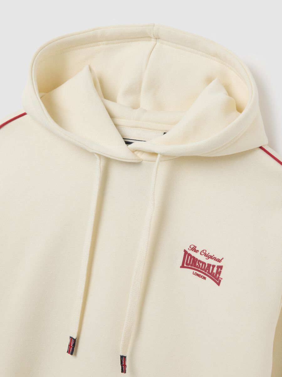 Beige cotton blend hoodie_5