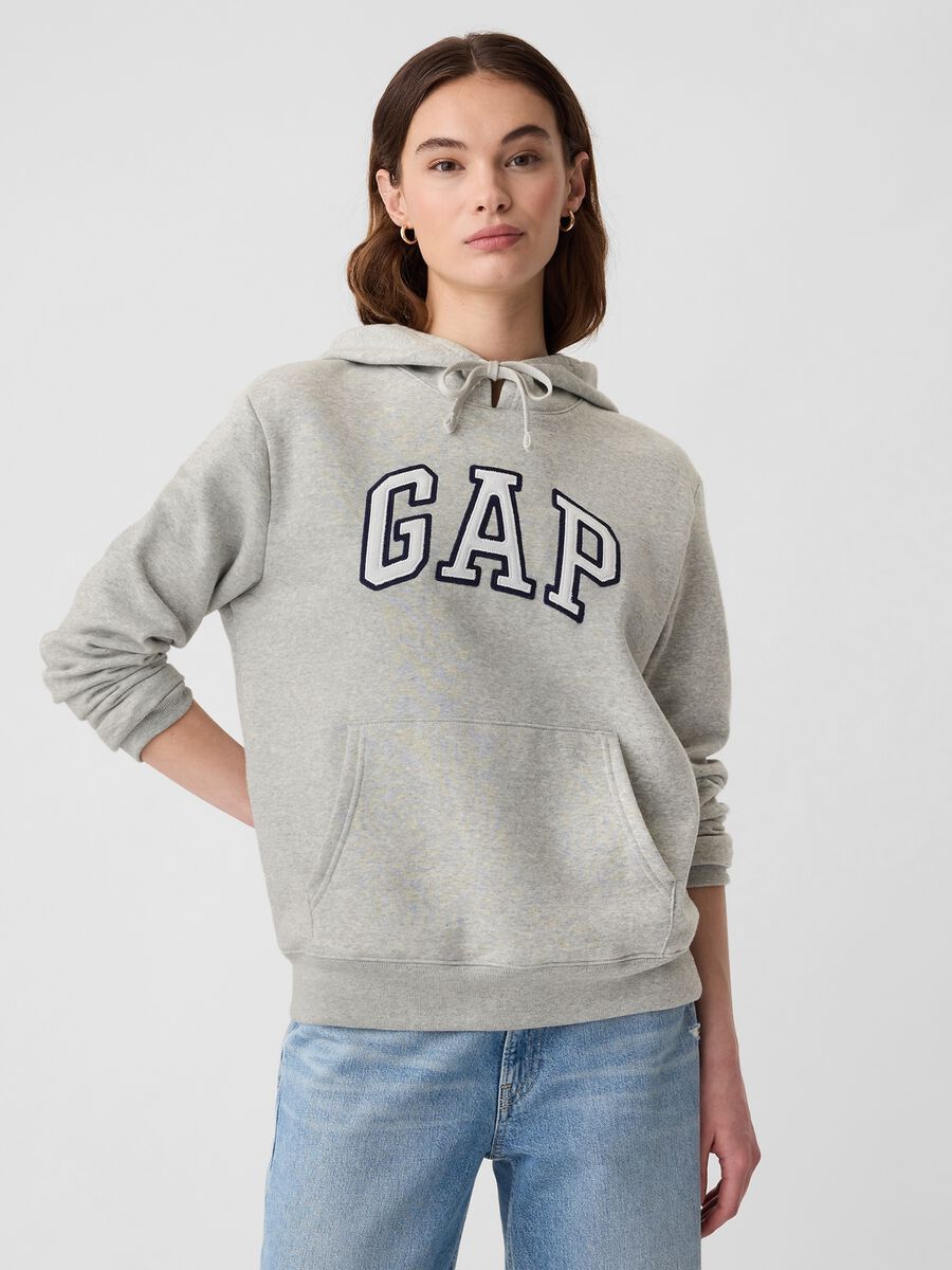 Sweatshirt with hood and logo embroidery_0
