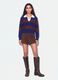 Blue striped viscose-blend polo-collar top, regular fit_0