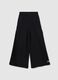 Girls' wide leg black cotton blend trousers_3