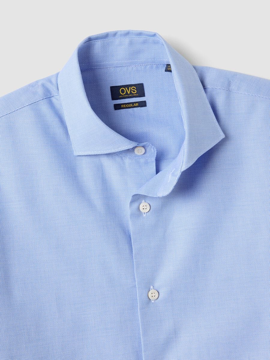 Camicia azzurra in puro compact cotton con collo francese regular fit_2