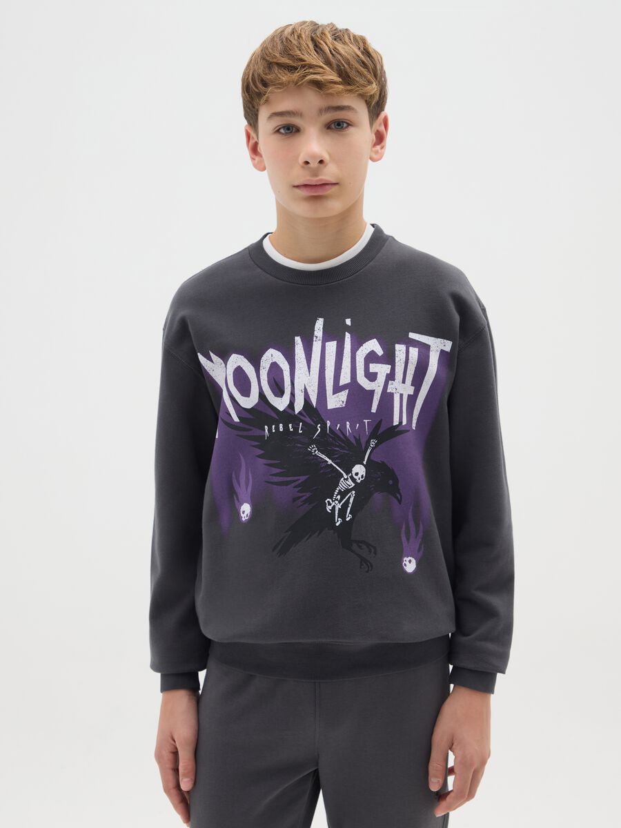 Dark grey pure cotton sweatshirt with print_0