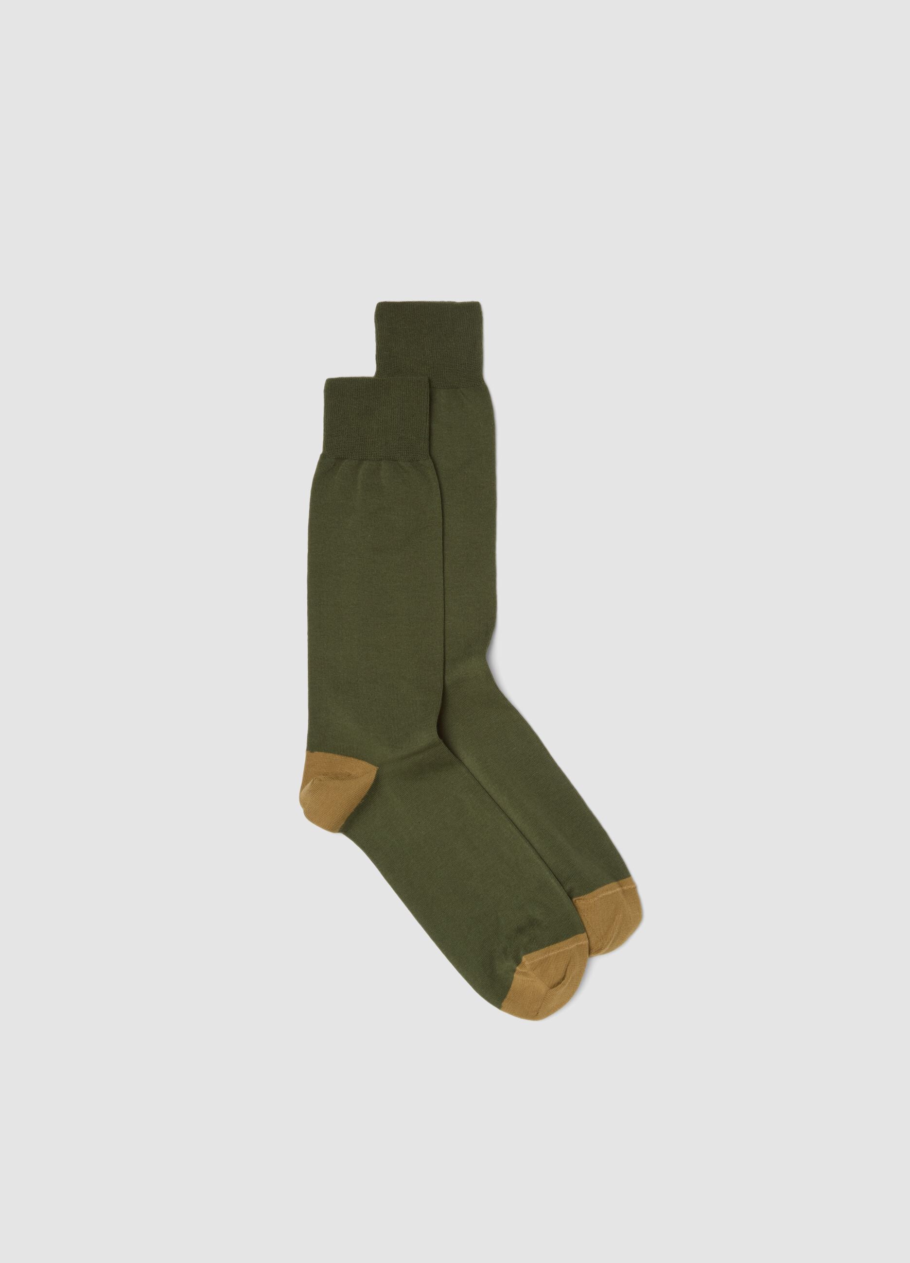 Green short stretch-cotton socks