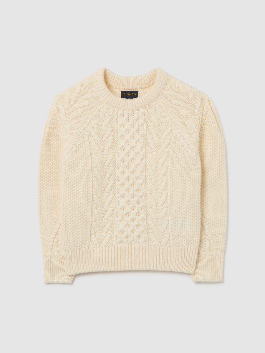 Pullover beige da bambina regular fit con design a maglia_3