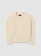 Regular fit beige girl's pullover with knitted design_3