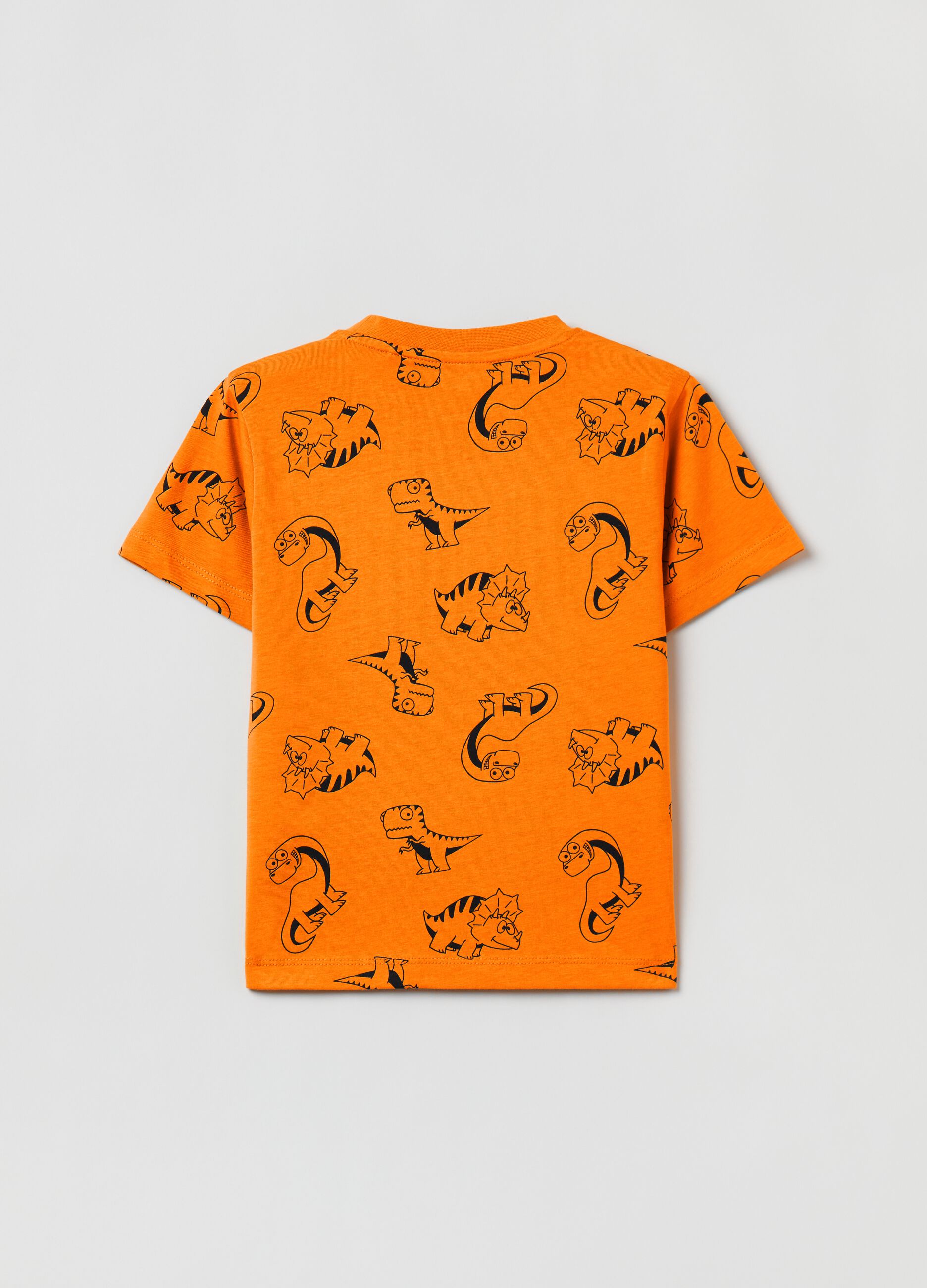 T-shirt con stampa dinosauri all-over