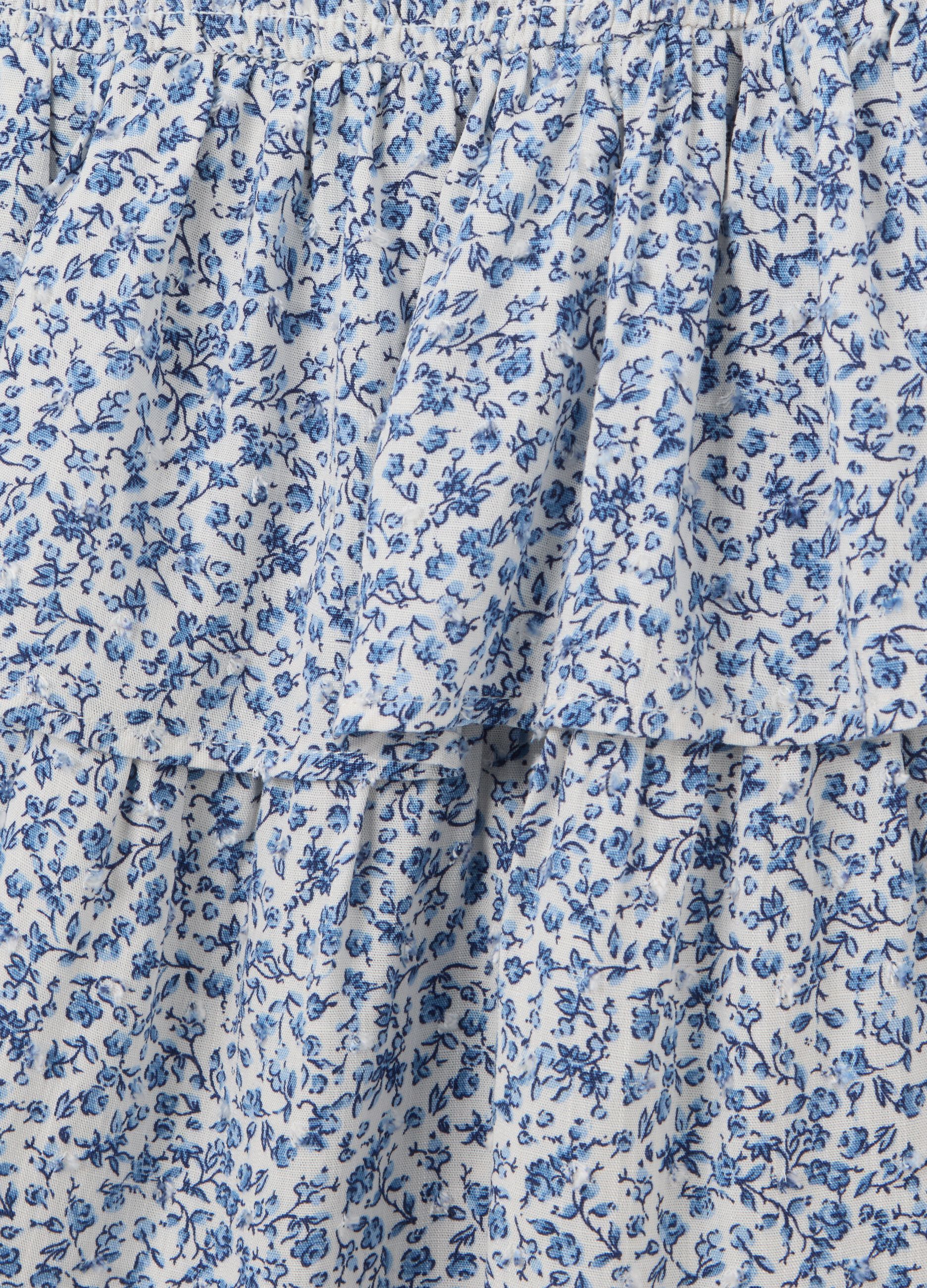Gonna mini da donna in puro viscosa multicolor regular fit con balze