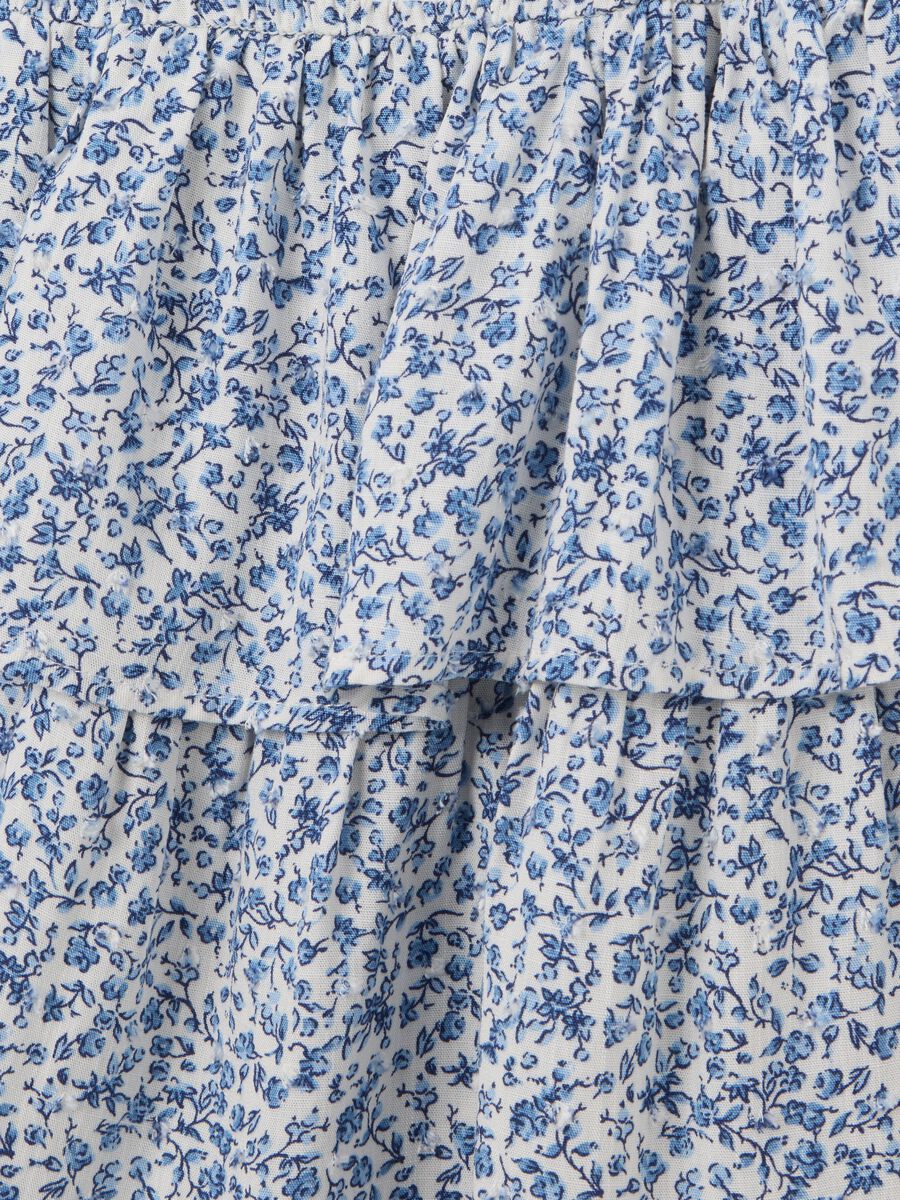 Blue Floral Ruffled Mini Skirt_5