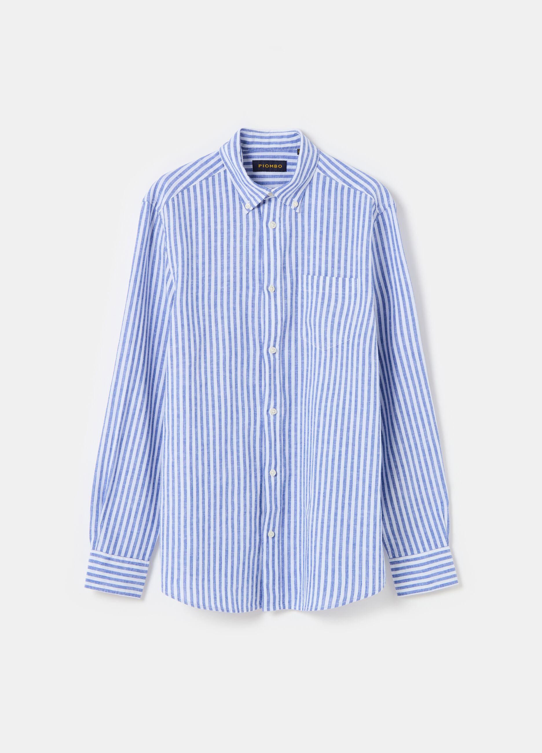 Regular-fit striped shirt with button-down collar