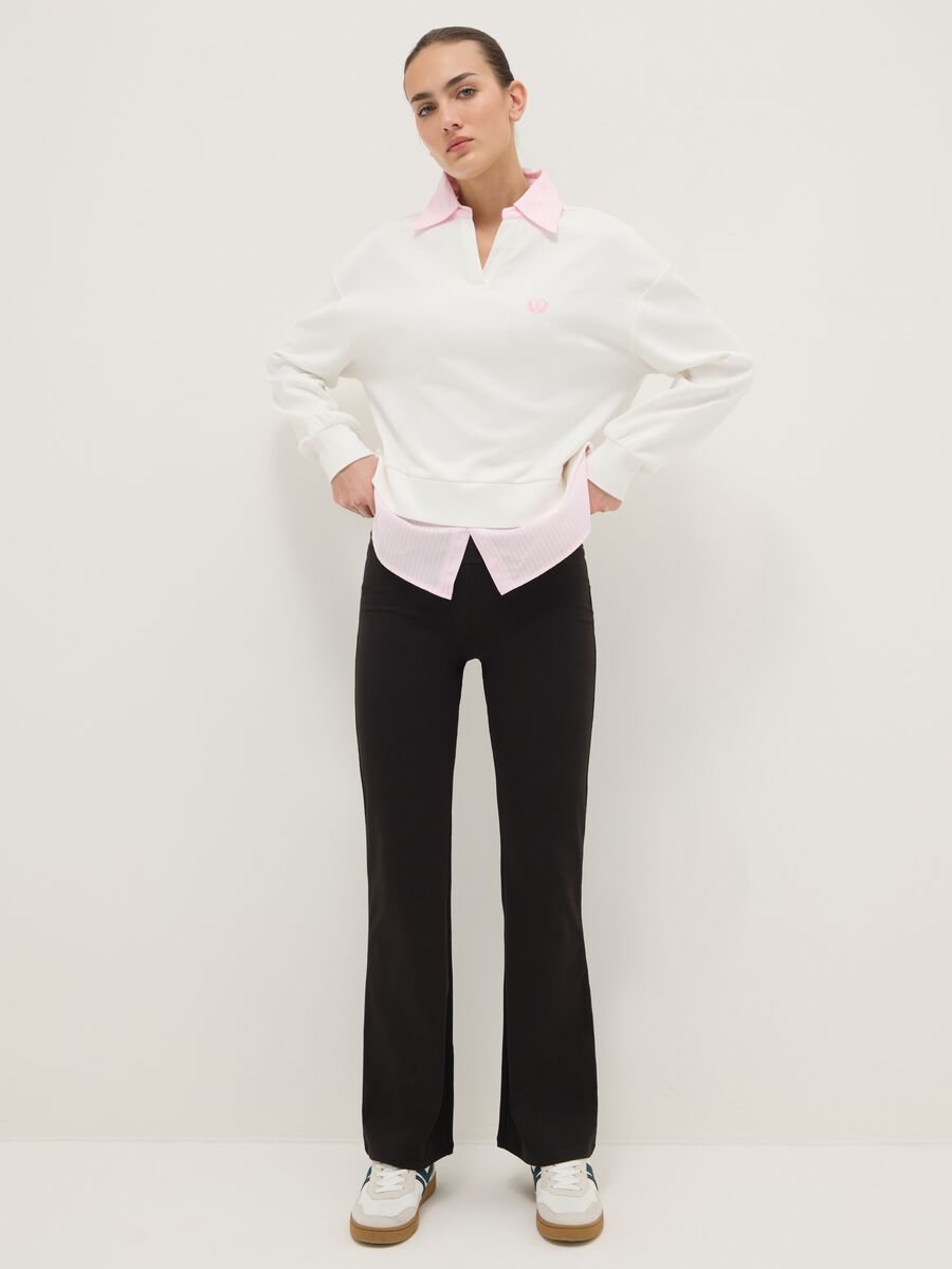 Maglia in misto cotone bianca regular fit_1