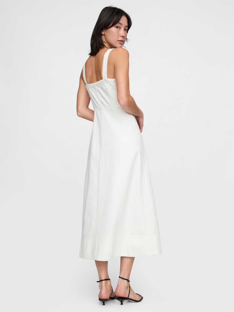 White Long Dress with Front Zip_3