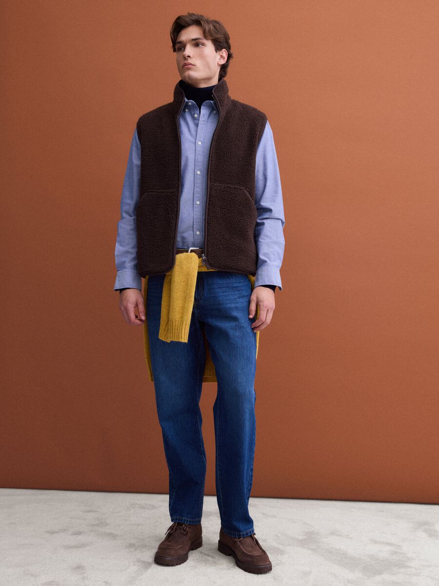 Gilet marrone con colletto regular fit effetto teddy_2