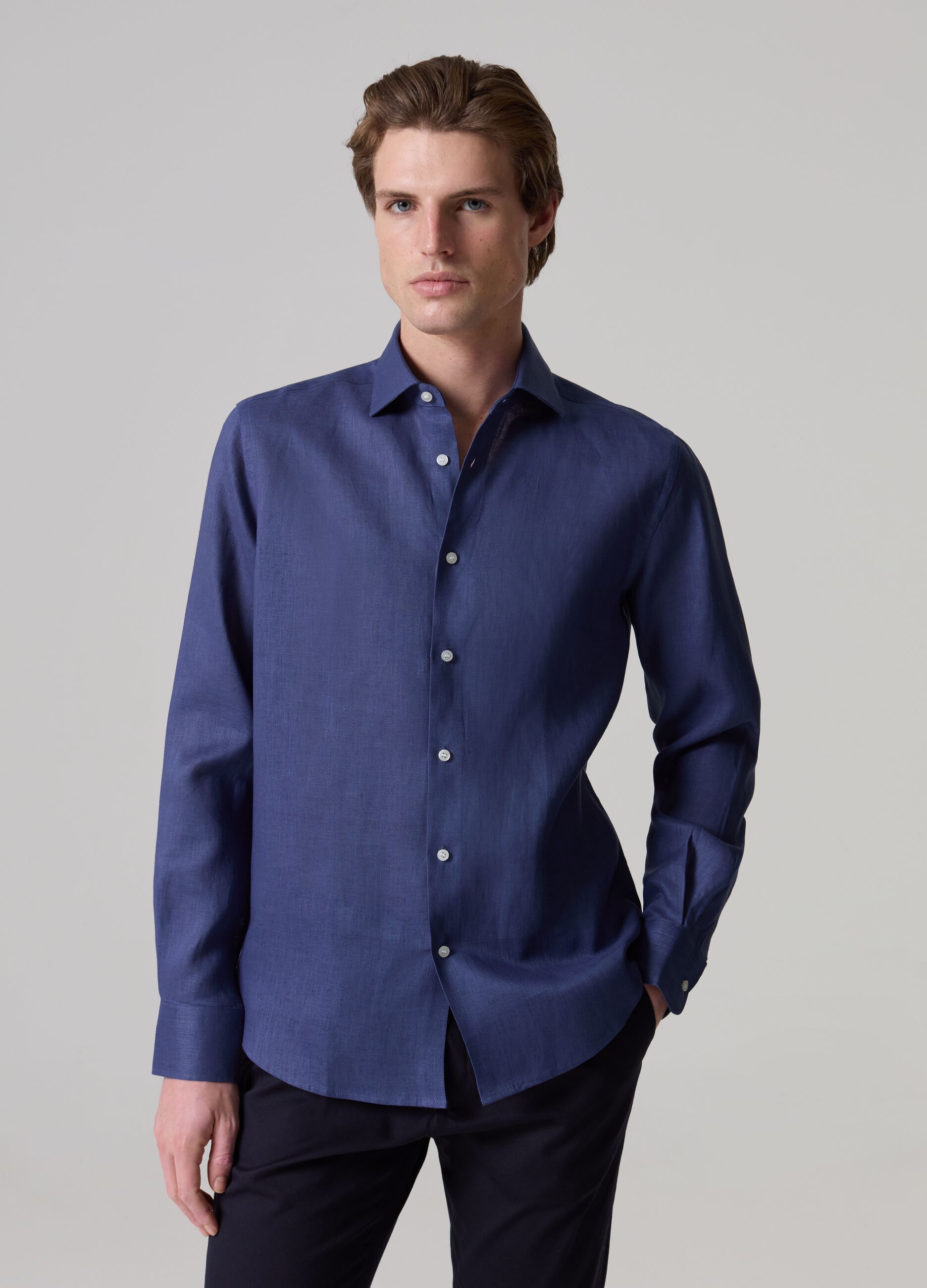 Ovs Camicia in lino PIOMBO