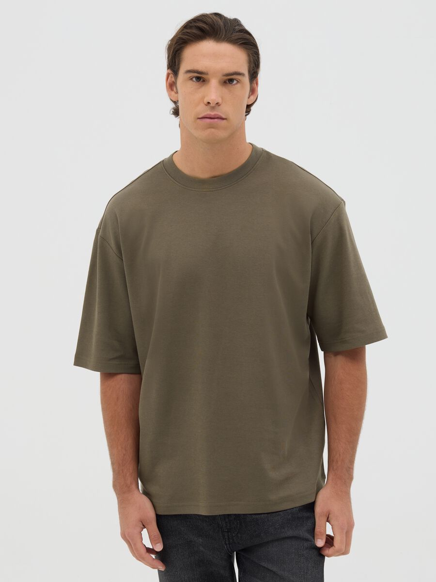 Boxy fit green pure cotton T-shirt_0