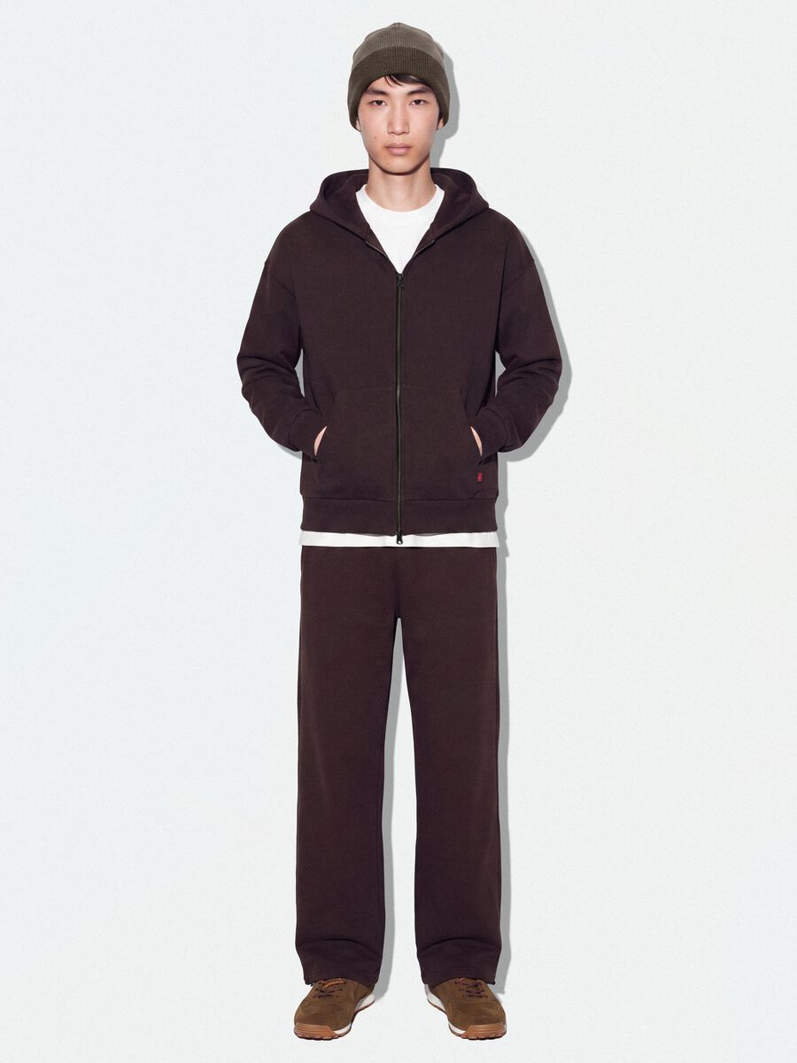 Brown cropped hoodie in pure cotton with oversized fit_2