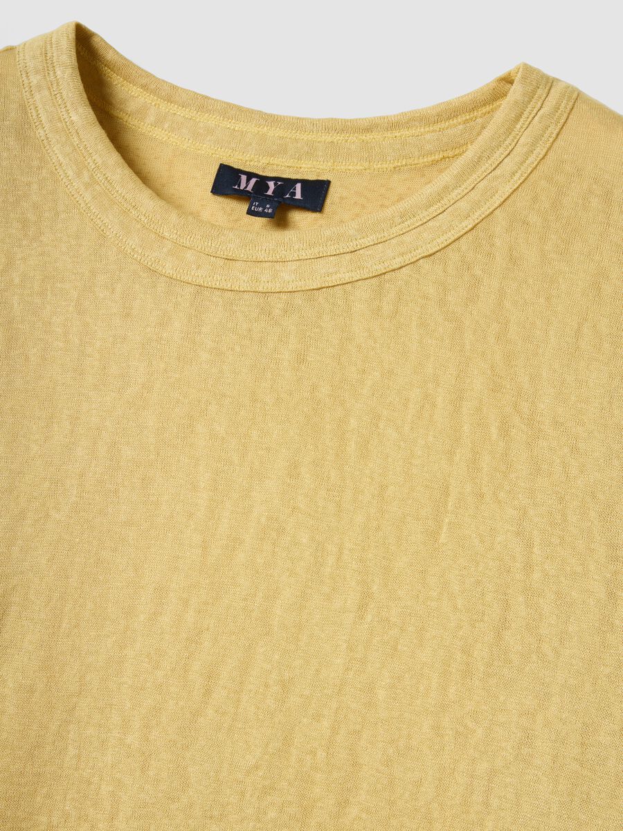 Yellow regular-fit short-sleeve viscose-blend T-shirt_1