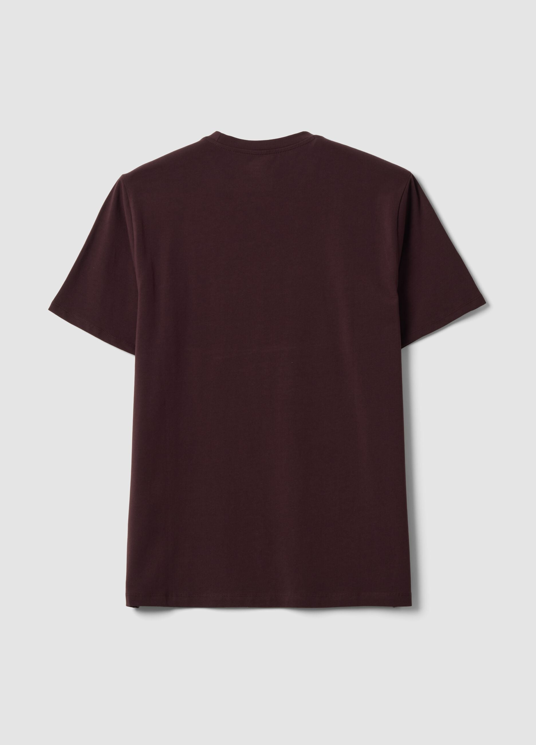 Brown organic cotton slim-fit short-sleeve T-shirt