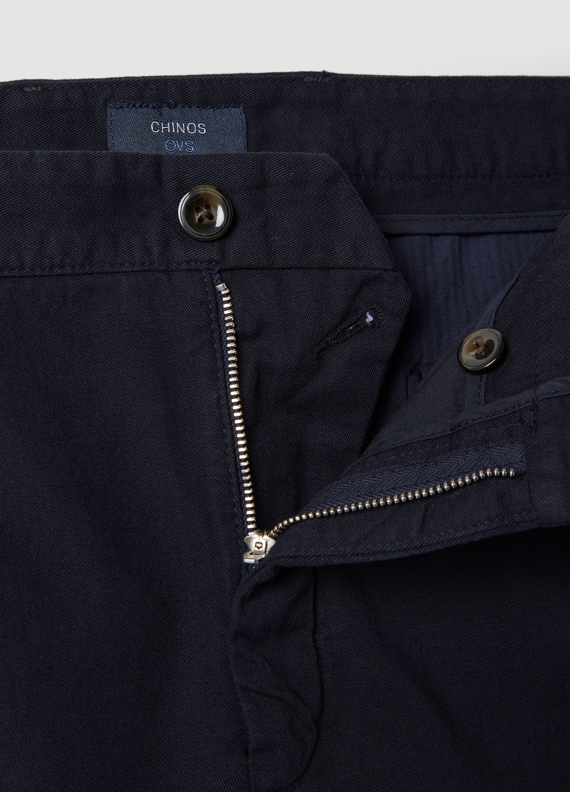 Black pure cotton carrot-fit chino trousers