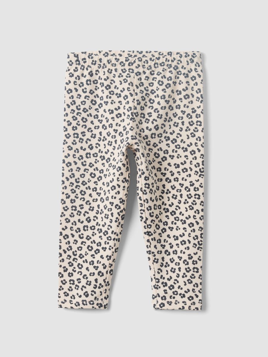 Leggings multicolor in misto cotone organico con fantasia animalier per bimba_0