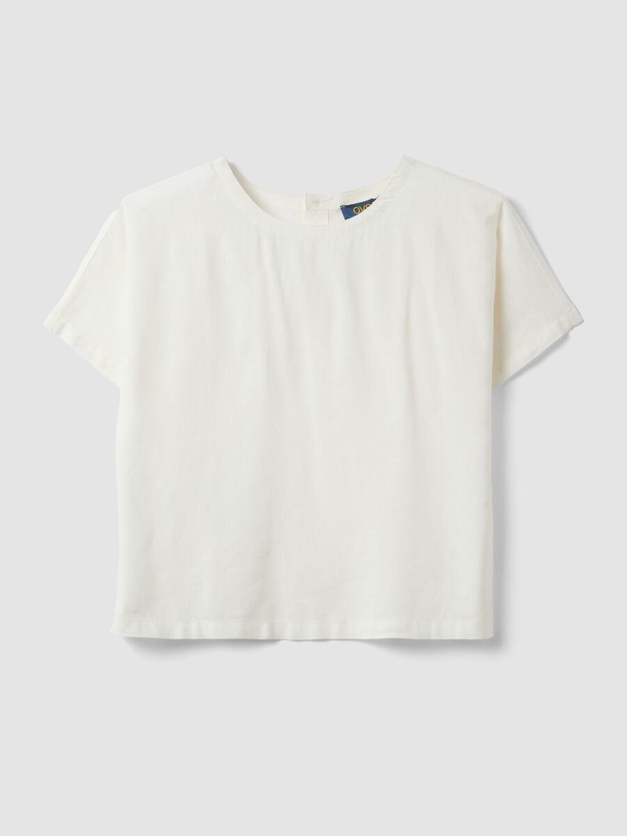 Blusa bianca in misto lino e viscosa regular fit_4