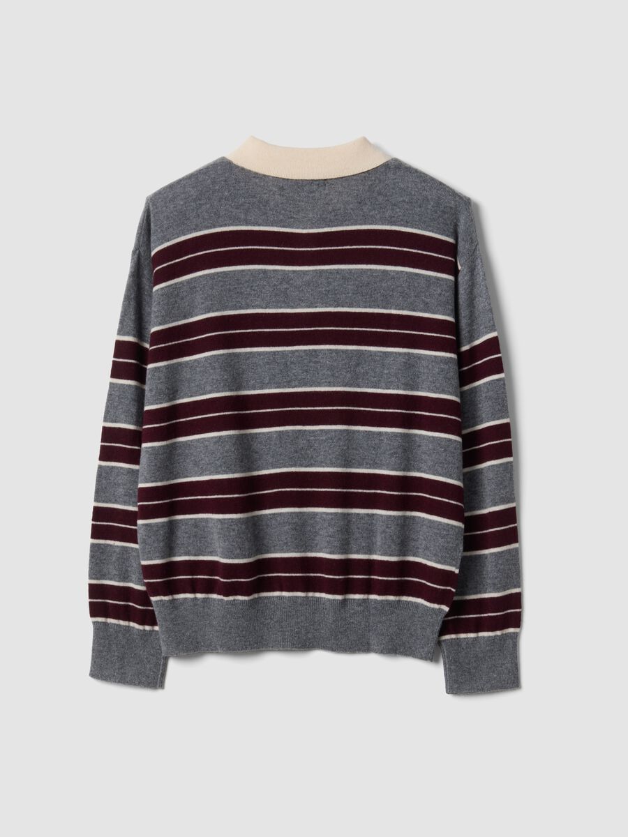 Grey striped wool-blend polo-collar jumper_2