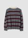 Maglia grigia in misto lana a righe con colletto polo_2