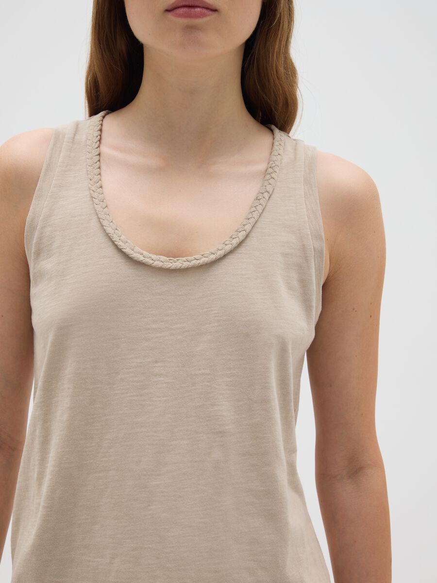 Women's Beige Pure Cotton Vest Regular Fit_3