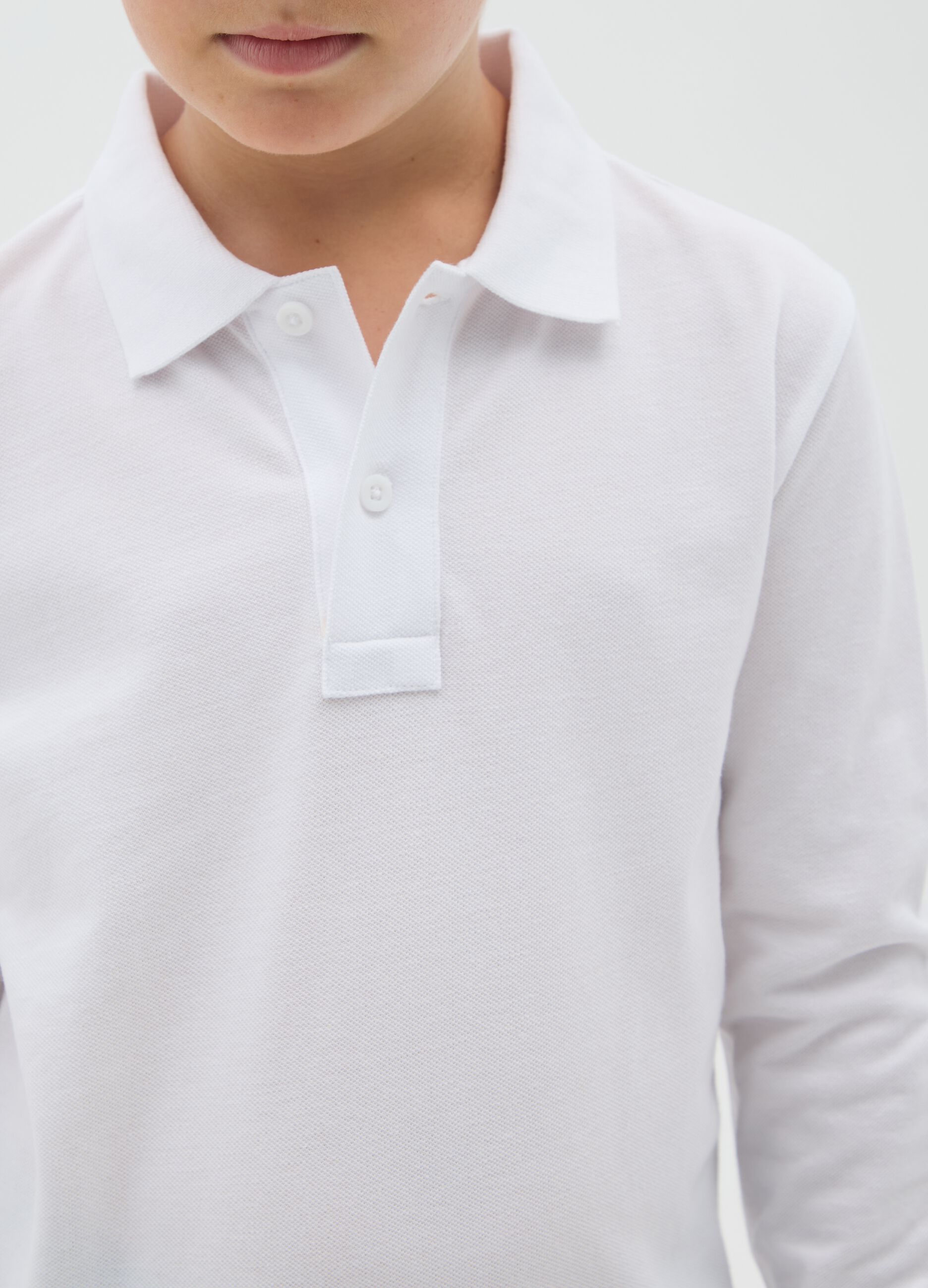 Boys' Pure White Cotton Polo Regular Fit