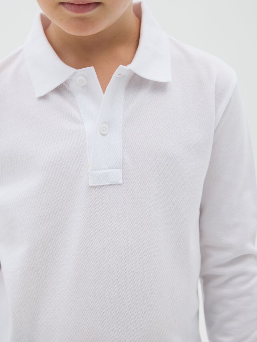 Boys' Pure White Cotton Polo Regular Fit_2