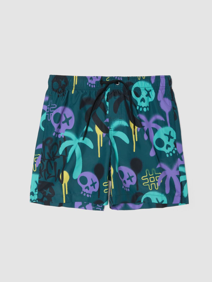 Blue patterned boys&rsquo; swim shorts_0
