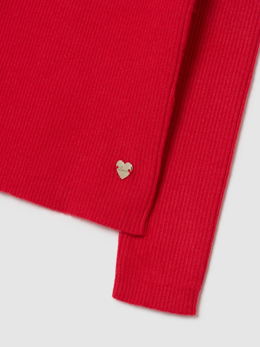 Maglione con colletto rosso da bambina regular fit_3