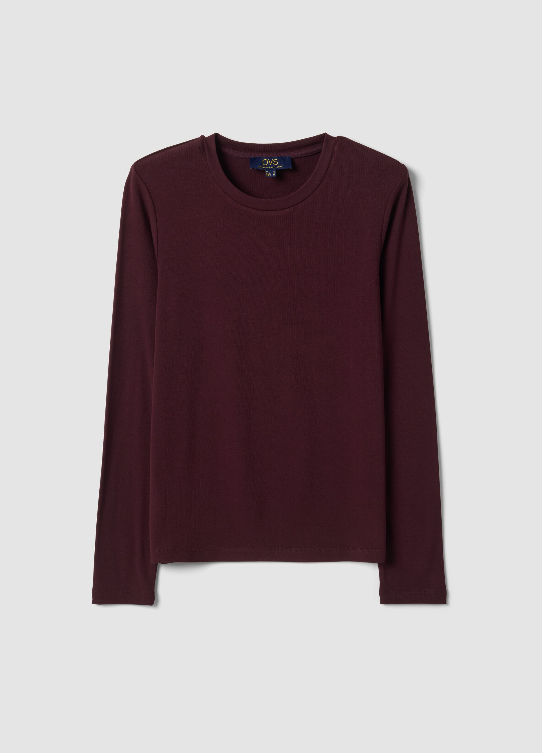 T-shirt viola girocollo in viscosa e lana elasticizzata regular fit