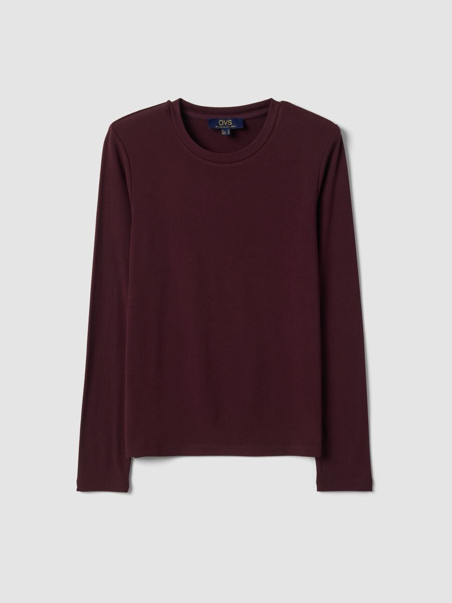 T-shirt viola girocollo in viscosa e lana elasticizzata regular fit_4