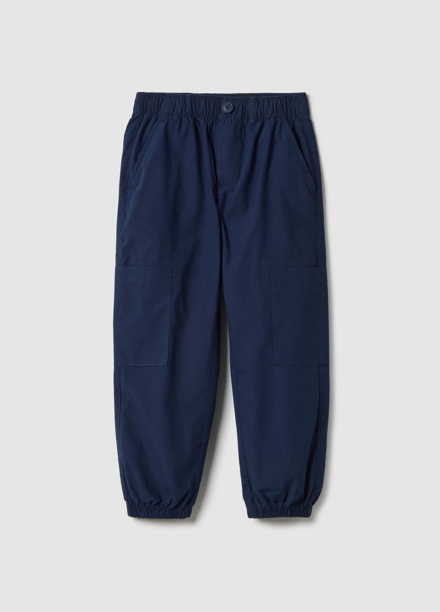 Children's regular fit blue jogger trousers in pure cotton