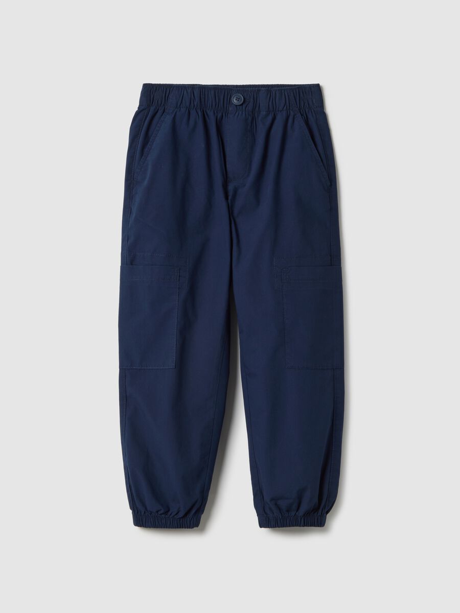 Children's regular fit blue jogger trousers in pure cotton_0