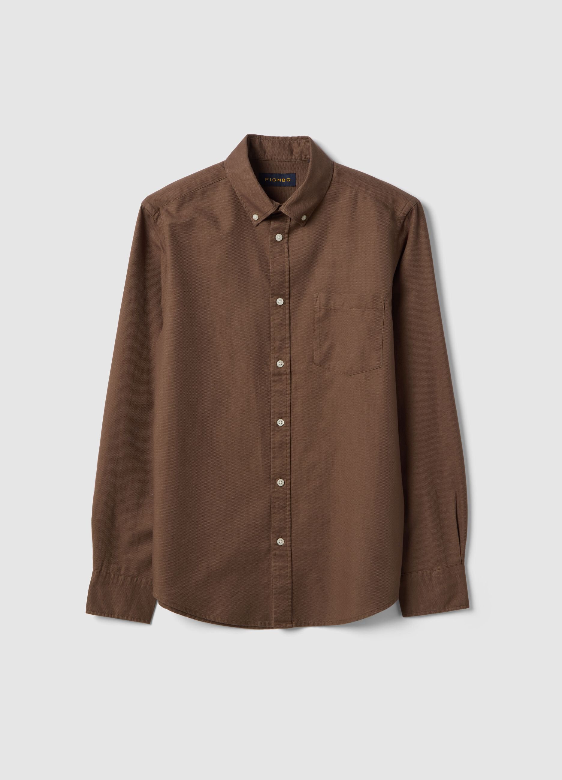 Brown shirt in pure cotton regular fit