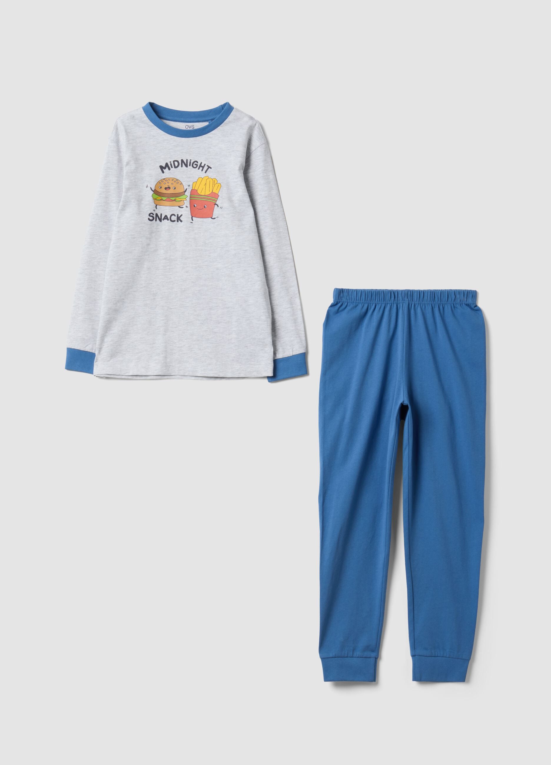 Multicoloured organic cotton and viscose blend pyjamas with print