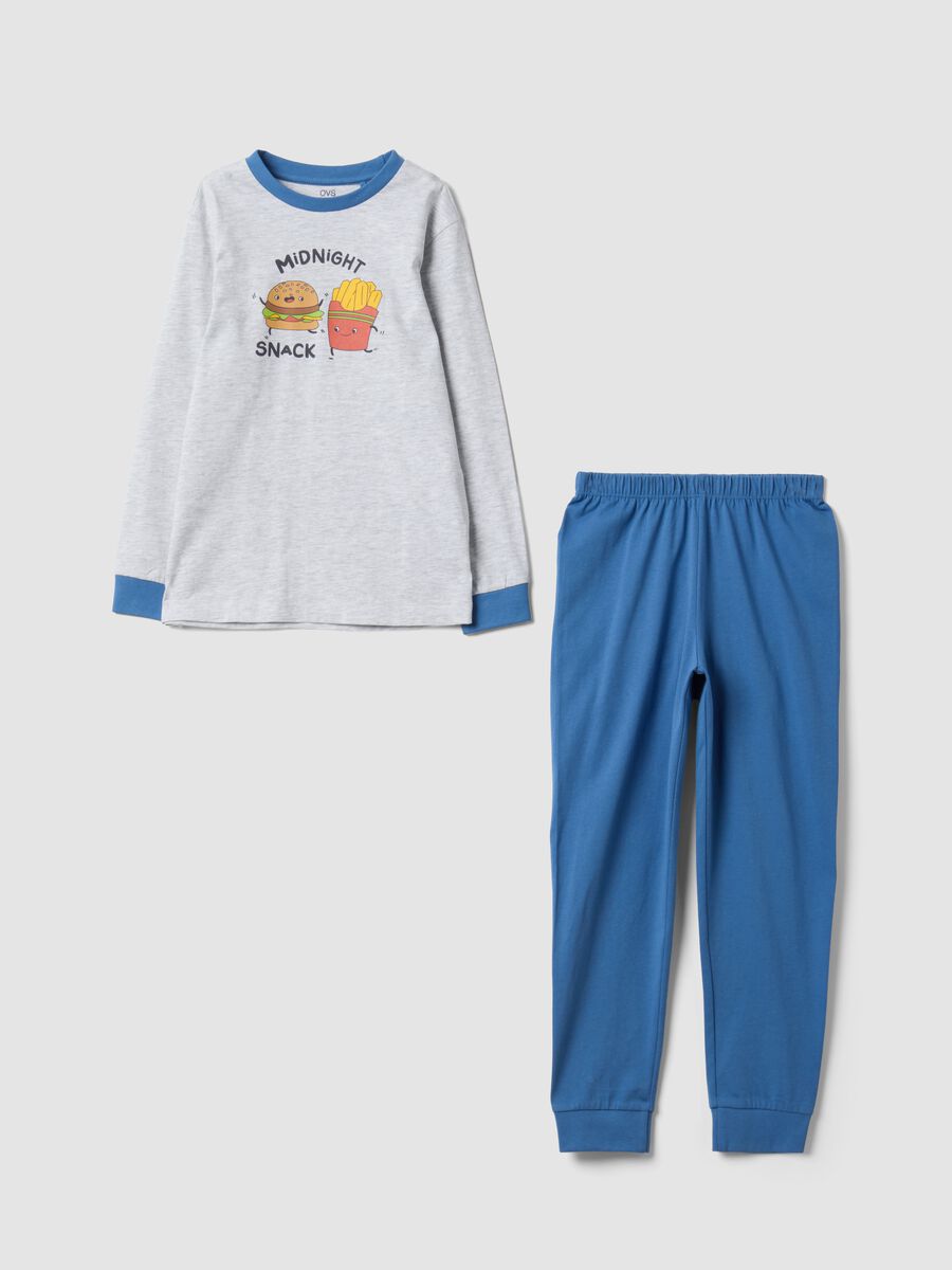 Multicoloured organic cotton and viscose blend pyjamas with print_0