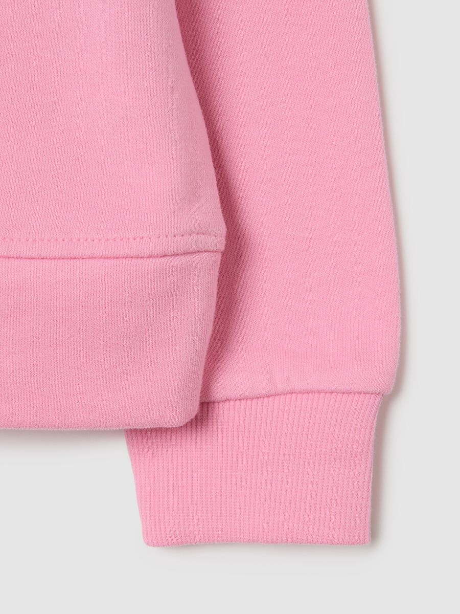 Girls' Pink Cotton Sweatshirt with Crown Print, Regular Fit_3