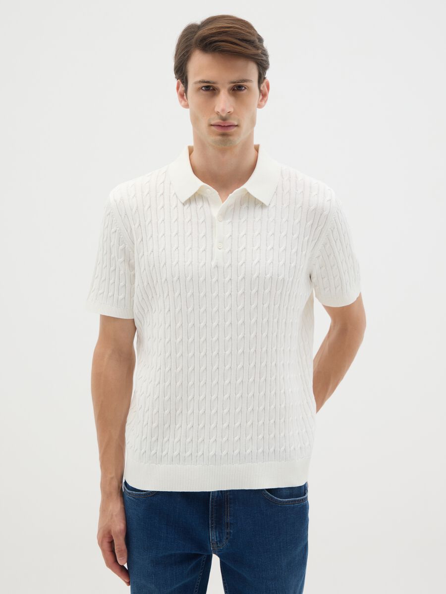 Polo in puro cotone bianca regular fit_0